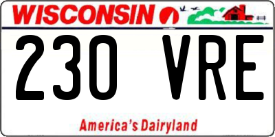 WI license plate 230VRE