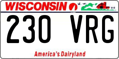 WI license plate 230VRG