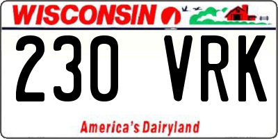 WI license plate 230VRK