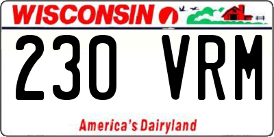 WI license plate 230VRM