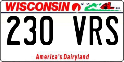 WI license plate 230VRS