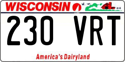 WI license plate 230VRT