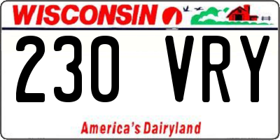 WI license plate 230VRY