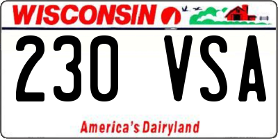 WI license plate 230VSA