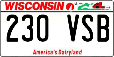 WI license plate 230VSB
