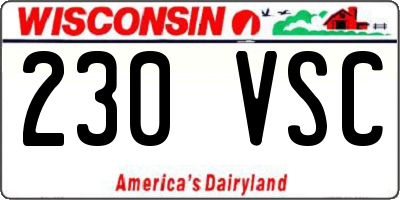 WI license plate 230VSC