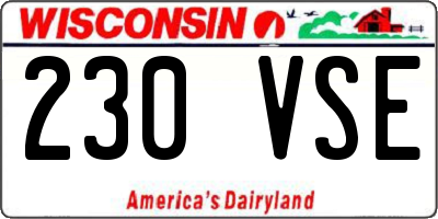 WI license plate 230VSE