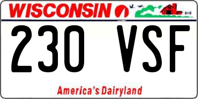 WI license plate 230VSF