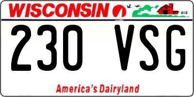 WI license plate 230VSG