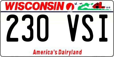 WI license plate 230VSI