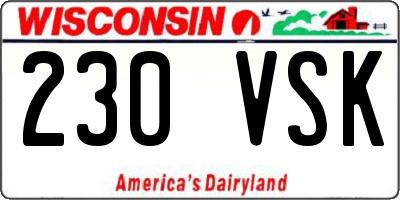 WI license plate 230VSK