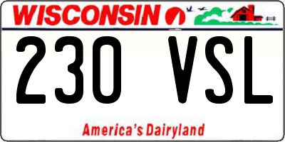 WI license plate 230VSL
