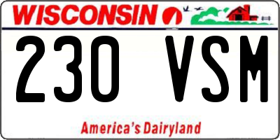 WI license plate 230VSM
