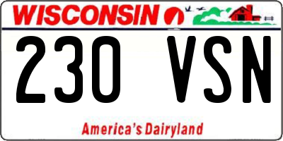 WI license plate 230VSN
