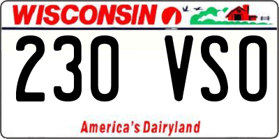 WI license plate 230VSO