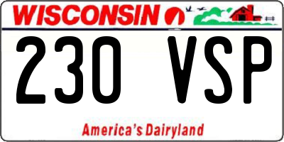 WI license plate 230VSP