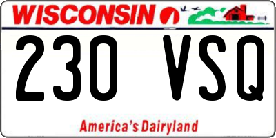 WI license plate 230VSQ
