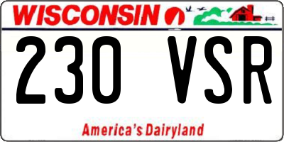 WI license plate 230VSR