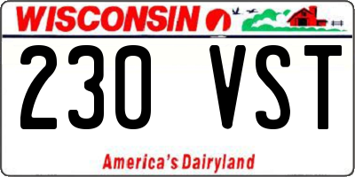 WI license plate 230VST