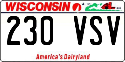 WI license plate 230VSV