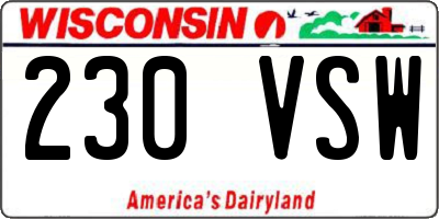WI license plate 230VSW