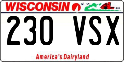 WI license plate 230VSX