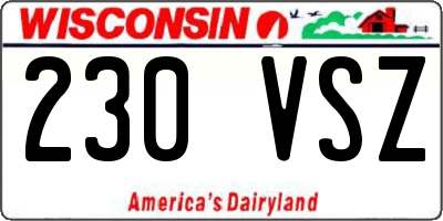 WI license plate 230VSZ