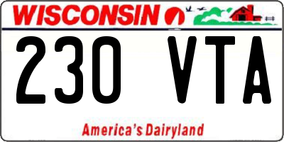 WI license plate 230VTA