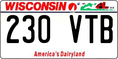 WI license plate 230VTB