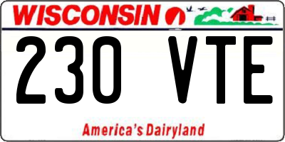 WI license plate 230VTE