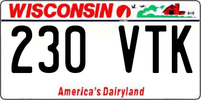 WI license plate 230VTK