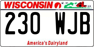 WI license plate 230WJB