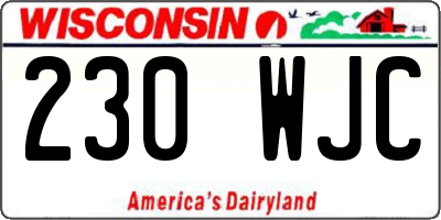WI license plate 230WJC