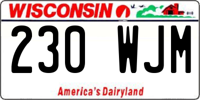 WI license plate 230WJM