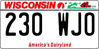 WI license plate 230WJO