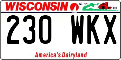 WI license plate 230WKX