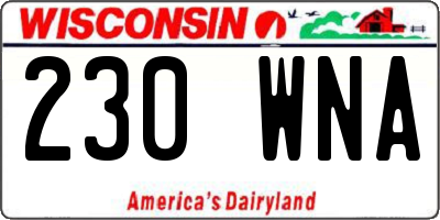WI license plate 230WNA