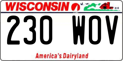 WI license plate 230WOV