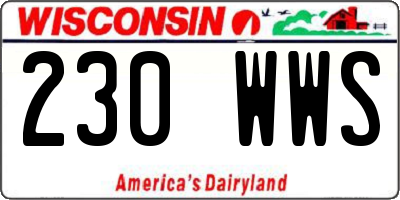WI license plate 230WWS