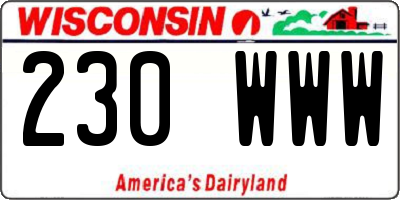 WI license plate 230WWW