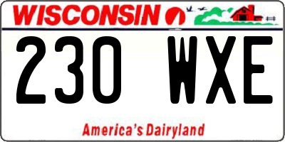 WI license plate 230WXE