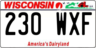 WI license plate 230WXF