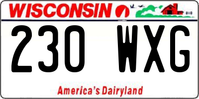 WI license plate 230WXG