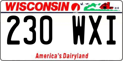 WI license plate 230WXI