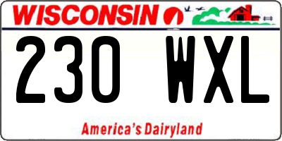 WI license plate 230WXL