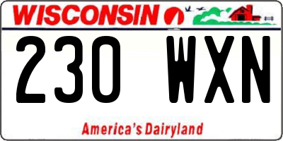 WI license plate 230WXN