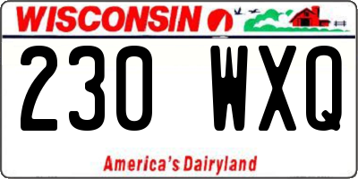 WI license plate 230WXQ