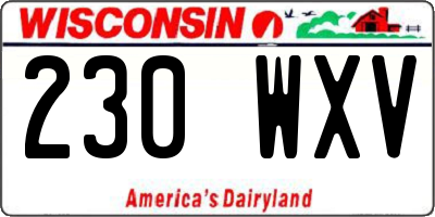 WI license plate 230WXV