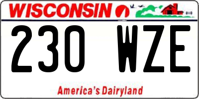 WI license plate 230WZE