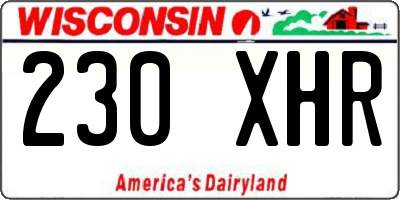 WI license plate 230XHR